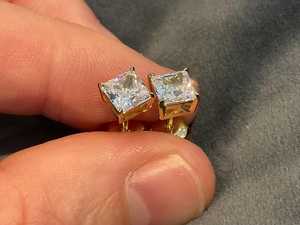 Boucles d'oreilles solitaires à diamant taille princesse de 0,51 carat chacune, cultivées en laboratoire, en or massif 14 carats, bijoux fins, cadeau de mariage ou de fête pour elle - Product Image 2
