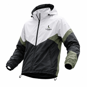 Men Waterproof Hooded Windbreaker Jacket Lightweight Color Block Outdoor Hiking Running Windproof Rain Jacket Custom Logo - Product Image 1