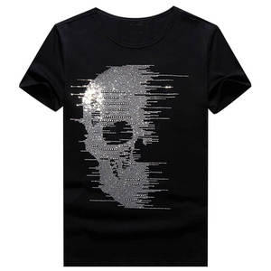 Heavyweight Distressed Rhinestone T Shirt Men Streetwear Graphic style Cotton Fashion Oversized Casual Top - Product Image 2