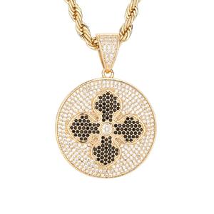 Collier pendentif trèfle à quatre feuilles porte-bonheur plaqué or 14 carats, prix de gros, vente chaude, cadeau personnalisé pour femme - Product Image 1