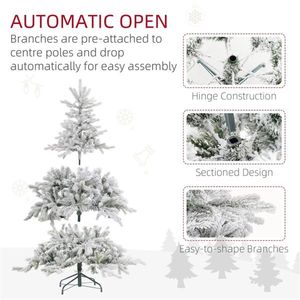 Albero di Natale Artificiale da 180 cm con Luci LED Preinstallate e Neve Finta - Decorazioni Natalizie - Product Image 6
