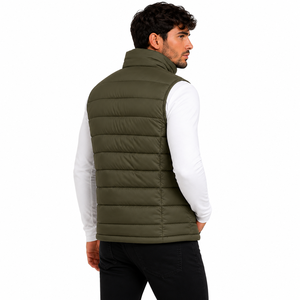 Gilet matelassé décontracté en toile écologique pour homme, coupe-vent, sans marque, isolant, chaud, col montant, idéal pour l'été - Product Image 6