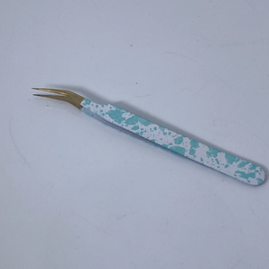 Pinzas para Pestañas Postizas DANTRIC IMPLANTS, Acero Inoxidable, Punta Suave de 10 mm, Herramienta Duradera, Mango con Diseño de Puntos Verde Azulado, para Extensión de Pestañas - Product Image 3
