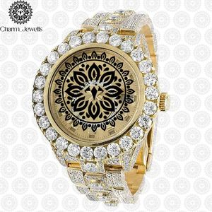 Charm_Jewells Men's Luxury Stainless Steel <b>Watch</b> 42mm Tonneau <b>Case</b> Diamond Encrusted Hollow Dial Analog Quartz Movement - Product Image 2
