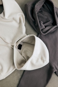 เสื้อสเวตเตอร์แบบสวมหัวเสื้อฮู้ดคอตตอนผ้าฟลีซลำลองสำหรับผู้ชายผู้หญิง - Product Image 5