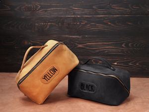 Wholesale Genuine Leather Toiletry Bag Mens Dopp <b>Kit</b> Travel Wash Bag <b>Shaving</b> <b>Kit</b> Organizer Bulk Price Factory TYG-0258 - Product Image 2