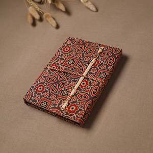 Handblock Ajrakh Fabric Notebook Thread <b>Lock</b> Closure Handmade Paper Journal <b>Diary</b> Ethnic Cloth Cover Travel Sketchbook Gift Note - Product Image 4