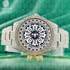 Charm Jewells Luxury Stainless Steel <b>Watch</b> Round <b>Case</b> Analog Quartz Movement Diamond Encrusted Folding Clasp 20mm Band - Product Image 1
