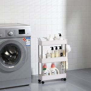 Carrello portaoggetti a 3 ripiani sottile, mobile, scorrevole, per cucina e bagno, rettangolare - Product Image 4