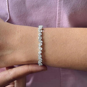 Bracelet de tennis en pierres naturelles multiformes, diamants de formes variées, luxe, plaqué or 18 carats, argent, pour fête, mariage, cadeau pour la mariée - Product Image 4