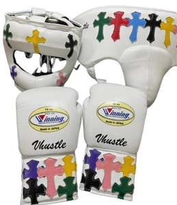 Vente flash : Ensemble de boxe professionnel en cuir véritable sur mesure, Chrome Heart, pour l'entraînement de boxe, Muay Thai et kickboxing - Product Image 1