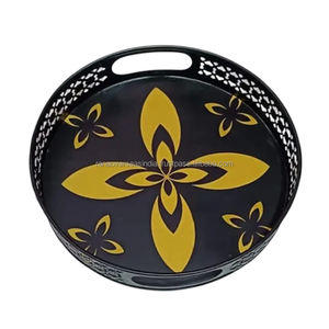 Plateau en métal enduit d'émail de qualité supérieure avec poignées découpées, idéal pour la cuisine à domicile et la décoration de table basse aux meilleurs tarifs - Product Image 4