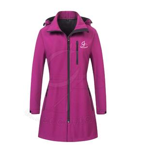 Vestes longues à capuche pour femmes en softshell 100% polyester Tissu softshell imperméable - Product Image 1