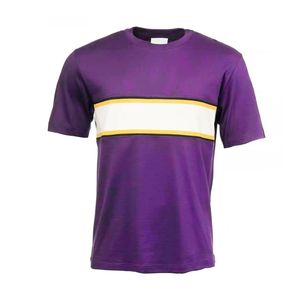 T-shirt à col rond violet avec détail de panneau horizontal sur la poitrine - Tissu doux de qualité supérieure, streetwear décontracté d'été - Product Image 1