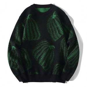 Pumpkin Pattern Knitted Pullover Crew Neck Regular Sleeve Autumn Casual Wear <b>Men</b> <b>Sweater</b> - Product Image 5