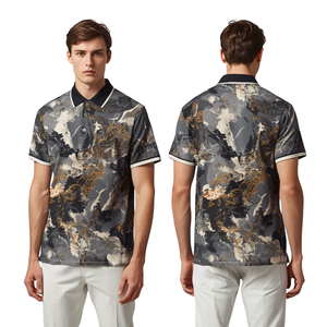 เสื้อโปโลพิมพ์ลายหินอ่อนสำหรับผู้ชาย แฟชั่นหรูหราโดดเด่น - Product Image 2