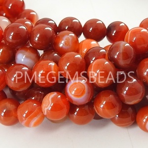 สร้อยข้อมือและสร้อยคอหินอาเกตลายส้มธรรมชาติ ขนาด 15 นิ้ว 8 มม. ได้รับการรับรองจากผู้ที่สาม 47 ชิ้น PME GemsBeads - Product Image 1