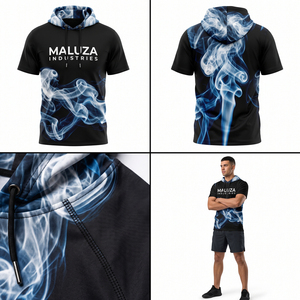 Autumn Streetwear Acid Washed Breathable <b>Short</b> <b>Sleeve</b> <b>Hoodies</b> <b>Men</b> Custom Screen Printing Cotton Blend Kangaroo Pockets Hooded - Product Image 5