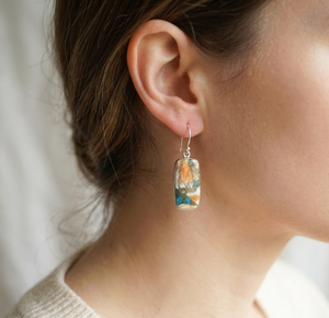 Natural Oyster Turquoise Gemstone Drop <b>Earrings</b> for Women 925 <b>Silver</b> Rose Gold & Yellow Gold Plated Handmade Jewelry for Women - Product Image 2