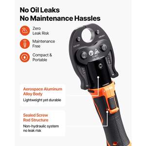 Kit d'outils de sertissage électrique sans fil 18V pour tuyaux PEX, mini outil de sertissage de tuyaux de 1/2 po et 1 po, 2 batteries, chargeur rapide, étui de transport, ASTM F1807 - Product Image 6