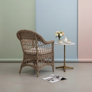 Silla de Comedor de Mimbre para Exterior, Diseño Escandinavo Moderno, Hecha a Mano con Ratán Natural, Ecológica, Resistente a la Intemperie, Cómoda, Estilo Bistro - Product Image 3