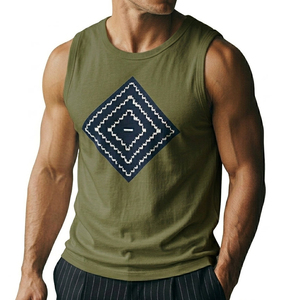 OEM Wholesale Customizable Mens Muscle Tee Own Graphic Print Sleeveless Shirt Stylish Streetwear Fashion Casual Tank <b>Top</b> For Men - Product Image 5