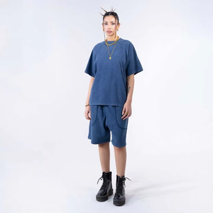 Ensemble T-shirt uni à manches courtes et short personnalisé pour homme, ensemble d'été unisexe, survêtement personnalisé pour femme, ensemble de survêtement en coton 2 pièces - Product Image 1