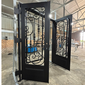 Porte d'entrée décorative en acier avec design en fer forgé artisanal pour projets d'entrée extérieure de luxe pour villas de luxe - Product Image 5