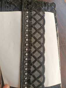 Encaje Bordado al por Mayor de 5cm con Inserciones de Poliéster Negro y Diseño de Rejilla, Suministro a Granel para Vestidos de Noche, OEM ODM Personalizado - Product Image 3