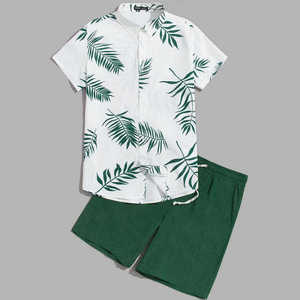 Custom Hawaiian Shirt Shorts <b>Set</b> Tropical Print Summer Beach Wear Unisex OEM Private Label Resort Vacation Outfit Ready - Product Image 2