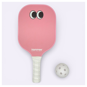 ไม้พายพิคเคิลบอลแบบกำหนดเอง รุ่น EYES PK Set พร้อมหน้าไม้ไฟเบอร์กลาส ด้ามจับ PU/TPR นุ่ม ตัดด้วยเลเซอร์ สีชมพูขาว - Product Image 2