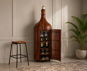 Mueble Bar para Vino en Forma de Botella, Hecho a Mano con Madera Sólida, Porta Botellas de Vidrio, Estante para Almacenamiento de Licores, Diseño Moderno y Antiguo para Hogar, Hotel, Comedor - Product Image 5