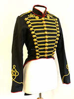 Veste Master Hussar neuve en gros pour femmes, manteau noir et rouge, vestes pour femmes de haute qualité