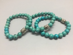 Gemstone Crystal Turquoise Buddha <b>Bracelet</b> Handmade Agate Jewellery for Gift Genuine Beaded <b>Bracelets</b> From Amayra Crystal Export - Product Image 3