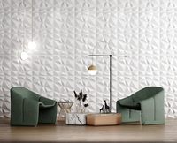 Panneau mural 3D géométrique blanc UDK en PVC avec miroir, imperméable et ignifuge, revêtement mural intérieur pour la décoration de la maison et des hôtels