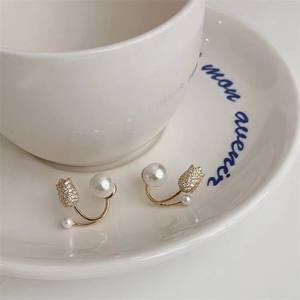 Pendientes Colgantes de Perlas de Agua Dulce Naturales de Zhuji, Diseño de Tulipán Fresco y Natural con Cuentas Mantou, Joyería de Moda - Product Image 2