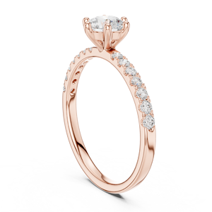 แหวนหมั้นเพชรทรงกลมสีโรสโกลด์หรูหราสำหรับผู้หญิง  งานฝีมือประณีต - Product Image 3