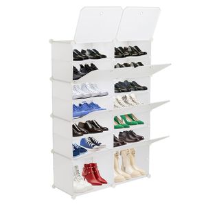Organizador de Zapatero RT blanco portátil de 7 niveles, 28 pares de capacidad, 14 rejillas, estante de Torre extensible, soporte de armario de almacenamiento Para tacones - Product Image 1