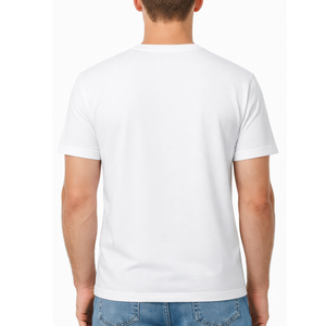 Camiseta de Manga Corta para Hombre CELAL INC., con Bloques de Color y Patrón Geométrico, Cuello Redondo, Corte Regular, Informal, de Algodón Jersey, 320g, Blanco Marino - Product Image 2