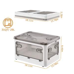 Lot de 4 paniers de rangement pliables avec roulettes verrouillables, empilables, pour placard, avec couvercle et 4 portes - Product Image 2