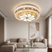 Plafonnier LED en cristal moderne de luxe rond à montage encastré pour salon, chambre à coucher, décoration intérieure