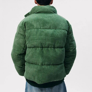 <b>Men's</b> <b>Corduroy</b> Puffer <b>Jacket</b> Stand Collar Zipper Closure Windproof Thick Winter Casual Coat Regular Length Loose Fit - Product Image 3