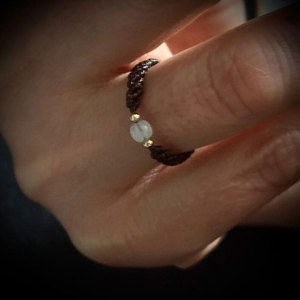 Glow Bead Macrame <b>Bracelet</b> Sterling Silver Cord <b>Adjustable</b> Luminous Gold Plated Boho Handmade Jewelry Gift Set - Product Image 1