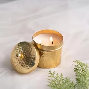 Handcrafted Gold Metal Candle Jar <b>Tea</b> <b>Light</b> <b>Holder</b> for Modern Home and Luxury Table Styling - Product Image 2