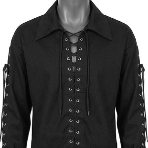 Customized <b>Men's</b> Gothic Lace-Up Fashion Long Sleeve Shirt Comfortable Breathable Fabric Factory Supplies 2026 - Product Image 4