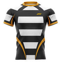 Jersey Rugby Lengan Pendek Bahan 100% Poliester Anti-Bakteri Ringan Desain Kustom Unisex Layanan OEM Berkualitas Tinggi