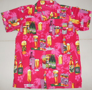 Venta al por Mayor de Camisas Hawaianas para Adolescentes y Adultos, Antiarrugas, de Popelina, con Diseño de Botella de Cerveza, Estampado Personalizado, Verano, 100% Poliéster, India - Product Image 5