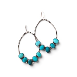 Most trending Natural Turquoise 925 Sterling <b>Silver</b> <b>Hoop</b> <b>Earrings</b> Long Oval Shape <b>Earrings</b> Fashionable Gift for Women - Product Image 1