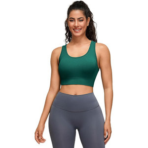 Soutien-gorge de sport Solid Trader Premium en tricot côtelé, haute élasticité, doux, respirant, crop top, absorption des chocs, entraînement, fitness - Product Image 1