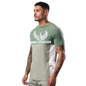 Camiseta Deportiva de Manga Corta para Hombre, con Paneles en Contraste, Color Verde Salvia, Transpirable, Ligera, para Gimnasio, Fitness y Deportes - Product Image 1